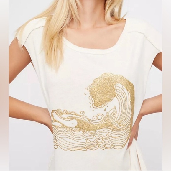 Free People We The Free Barbary Oversized Relaxed Graphics Muscle High-low Tee - Picture 2 of 5
